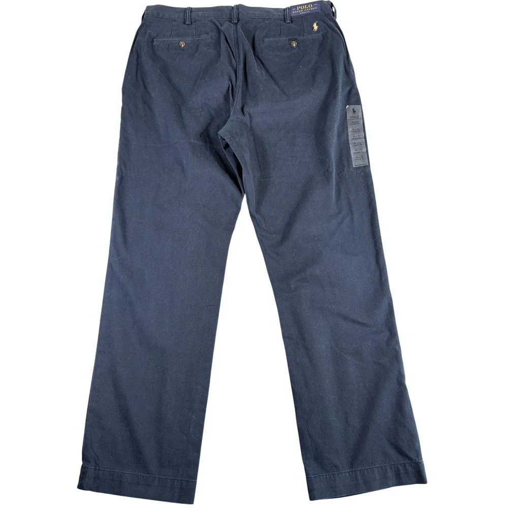 Polo Ralph Lauren Chino Pants Mens 38x32 Navy Blue Premium Classic Straight Leg
